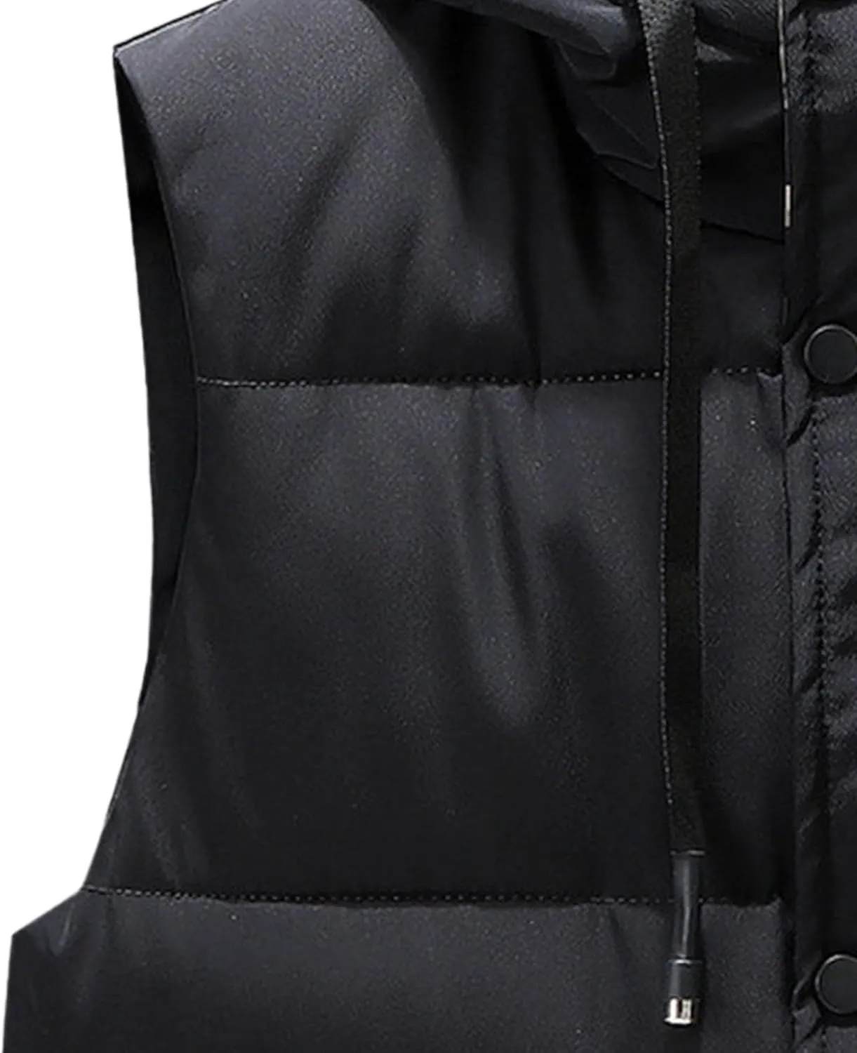 DGHM-JLMY Men Winter Thickening Tooling Hooded Down Vest Fashion Outdoor Hooded Puffer Cargo Vest Warm Down Coats Vest Pocket