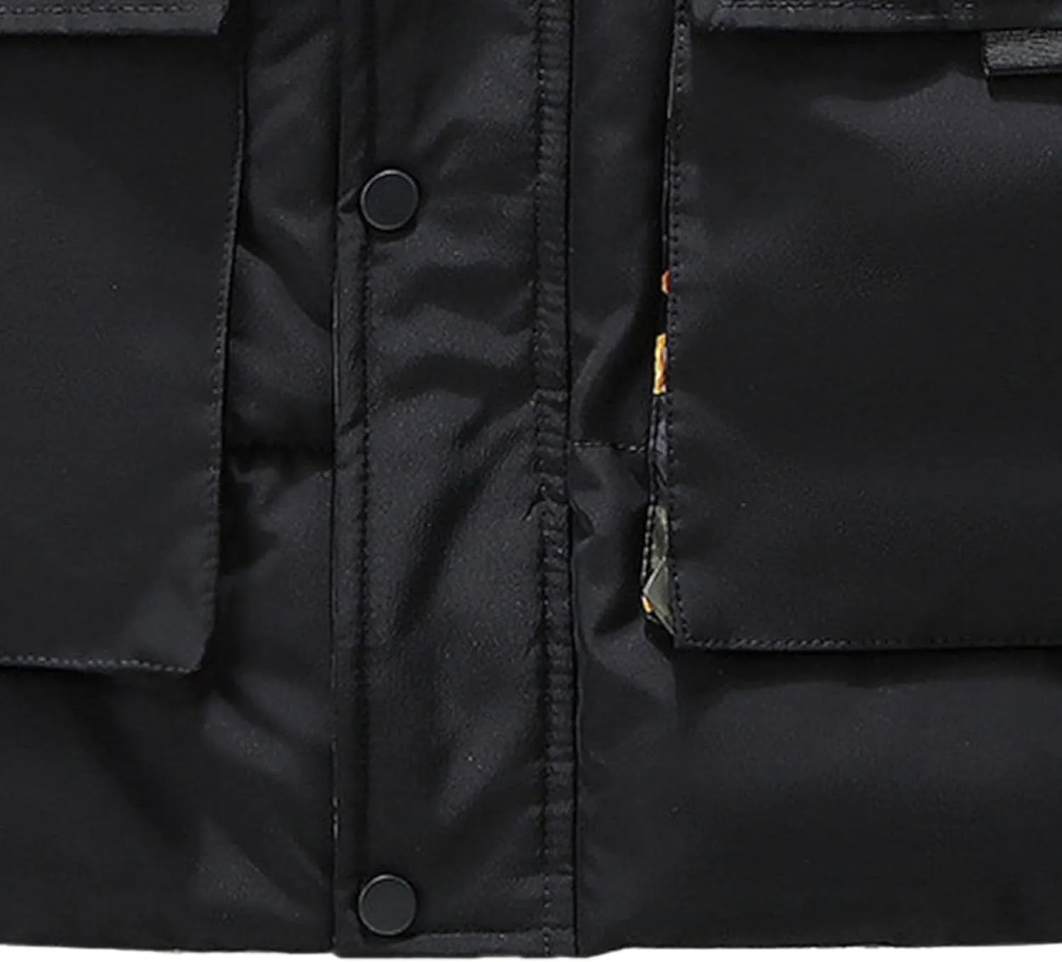 DGHM-JLMY Men Winter Thickening Tooling Hooded Down Vest Fashion Outdoor Hooded Puffer Cargo Vest Warm Down Coats Vest Pocket