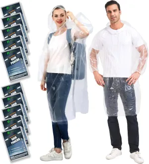 Disposable Rain Ponchos for Adults 10 and 4 Pack Extra Thicker Emergency Ponchos