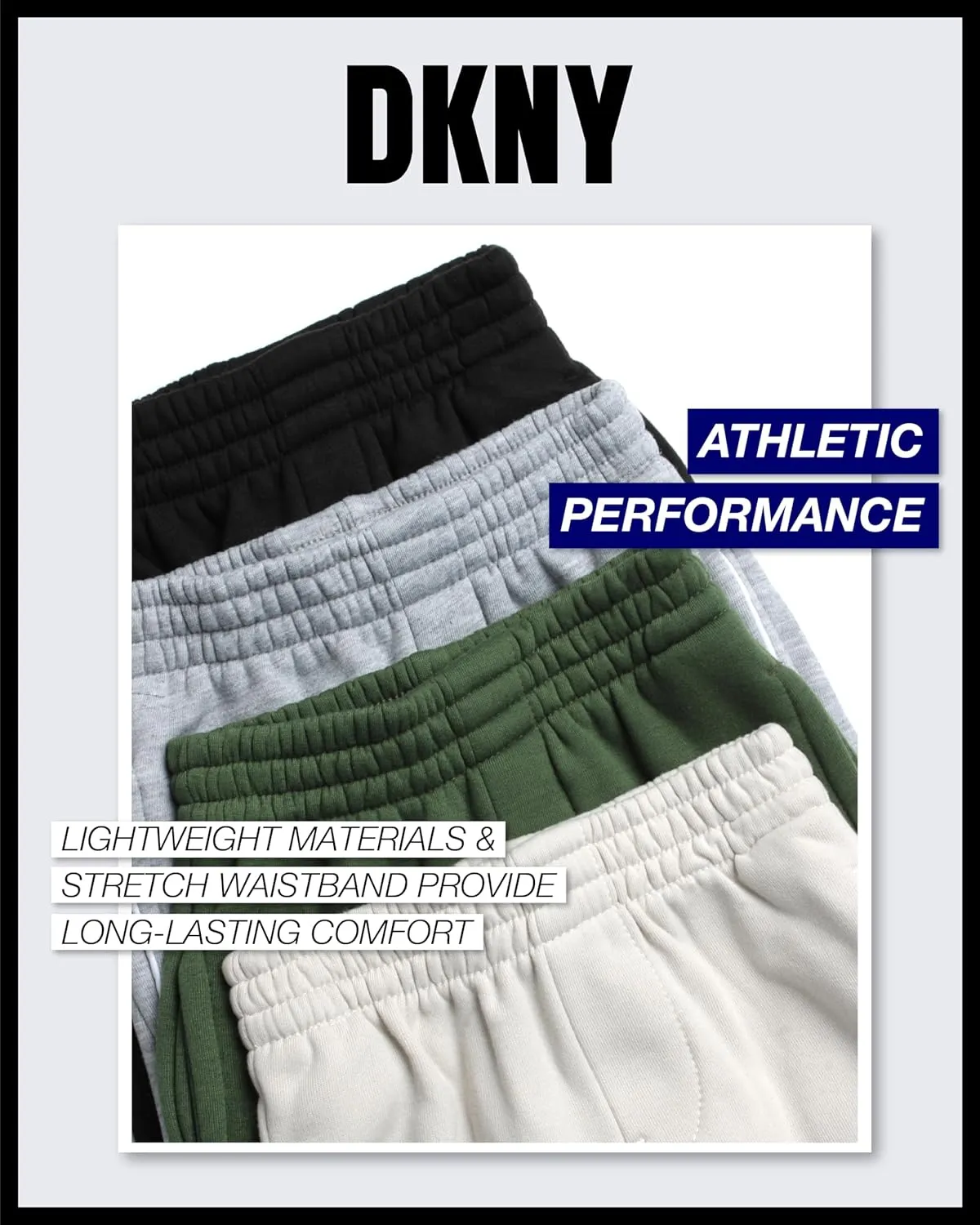 DKNY Toddler Boys' Jogger Pants - 4 Pack Soft Fleece Athletic Sweatpants, Activewear Joggers for Little Boys (Sizes: 2T-7)