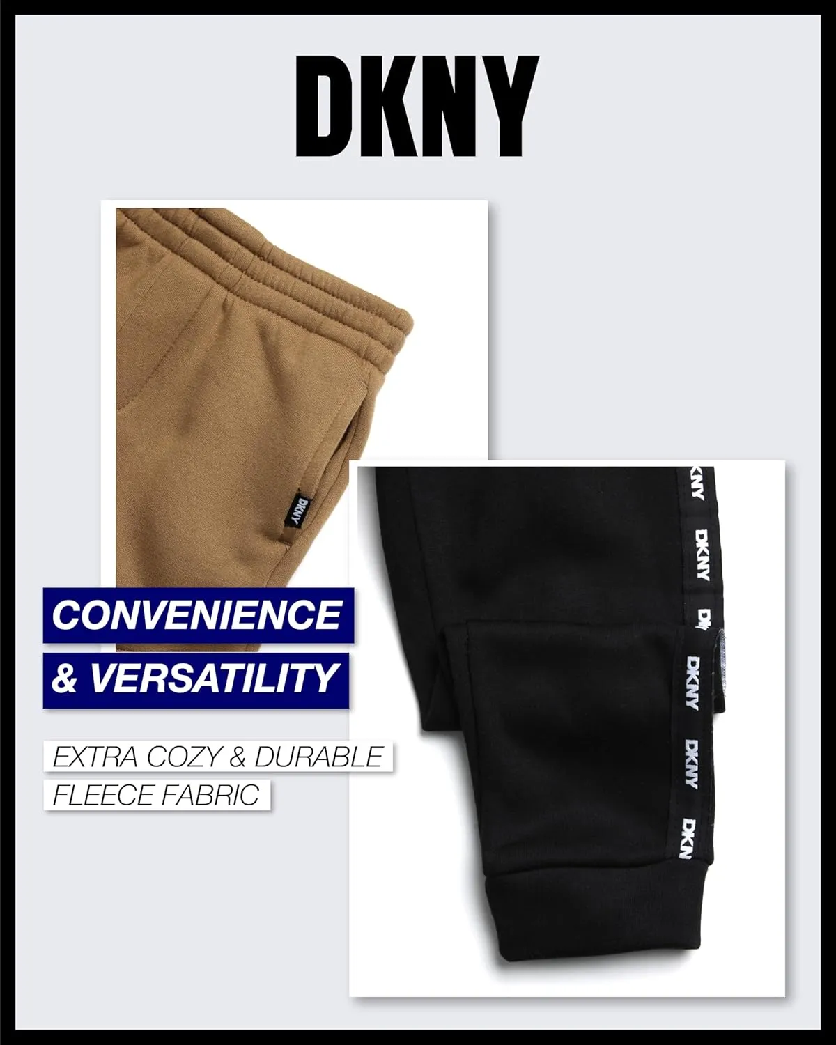 DKNY Toddler Boys' Jogger Pants - 4 Pack Soft Fleece Athletic Sweatpants, Activewear Joggers for Little Boys (Sizes: 2T-7)