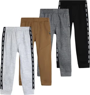 DKNY Toddler Boys' Jogger Pants - 4 Pack Soft Fleece Athletic Sweatpants, Activewear Joggers for Little Boys (Sizes: 2T-7)