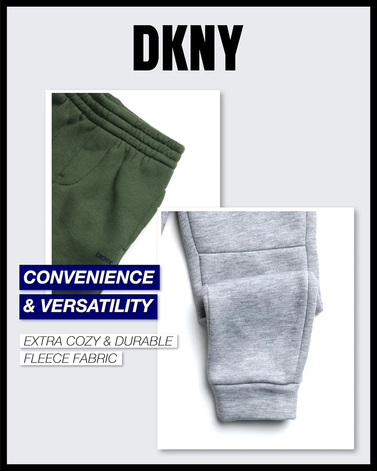 DKNY Toddler Boys' Jogger Pants - 4 Pack Soft Fleece Athletic Sweatpants, Activewear Joggers for Little Boys (Sizes: 2T-7)