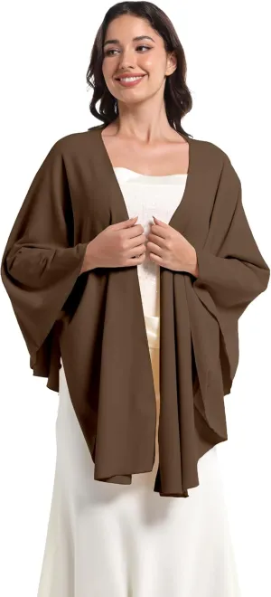 Elegant Shawl Wraps For Women, Warm Open Front Poncho, Cashmere Like Bat Sleeve Ladies Shawls For Winter, Autumn