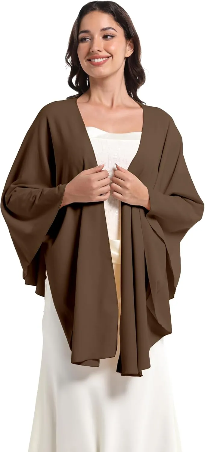 Elegant Shawl Wraps For Women, Warm Open Front Poncho, Cashmere Like Bat Sleeve Ladies Shawls For Winter, Autumn