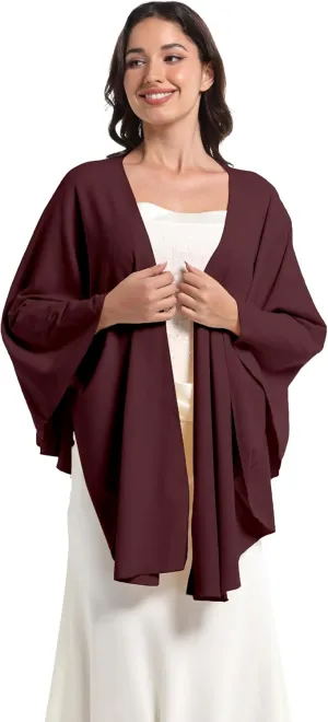 Elegant Shawl Wraps For Women, Warm Open Front Poncho, Cashmere Like Bat Sleeve Ladies Shawls For Winter, Autumn