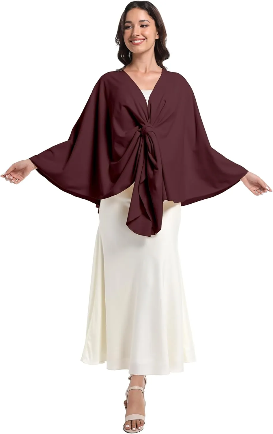 Elegant Shawl Wraps For Women, Warm Open Front Poncho, Cashmere Like Bat Sleeve Ladies Shawls For Winter, Autumn
