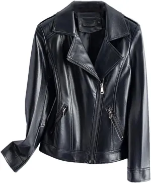 Fashion Women Split Jackets Zipper Short Full Sleeve Moto Biker Jackets Casual Leather Coats