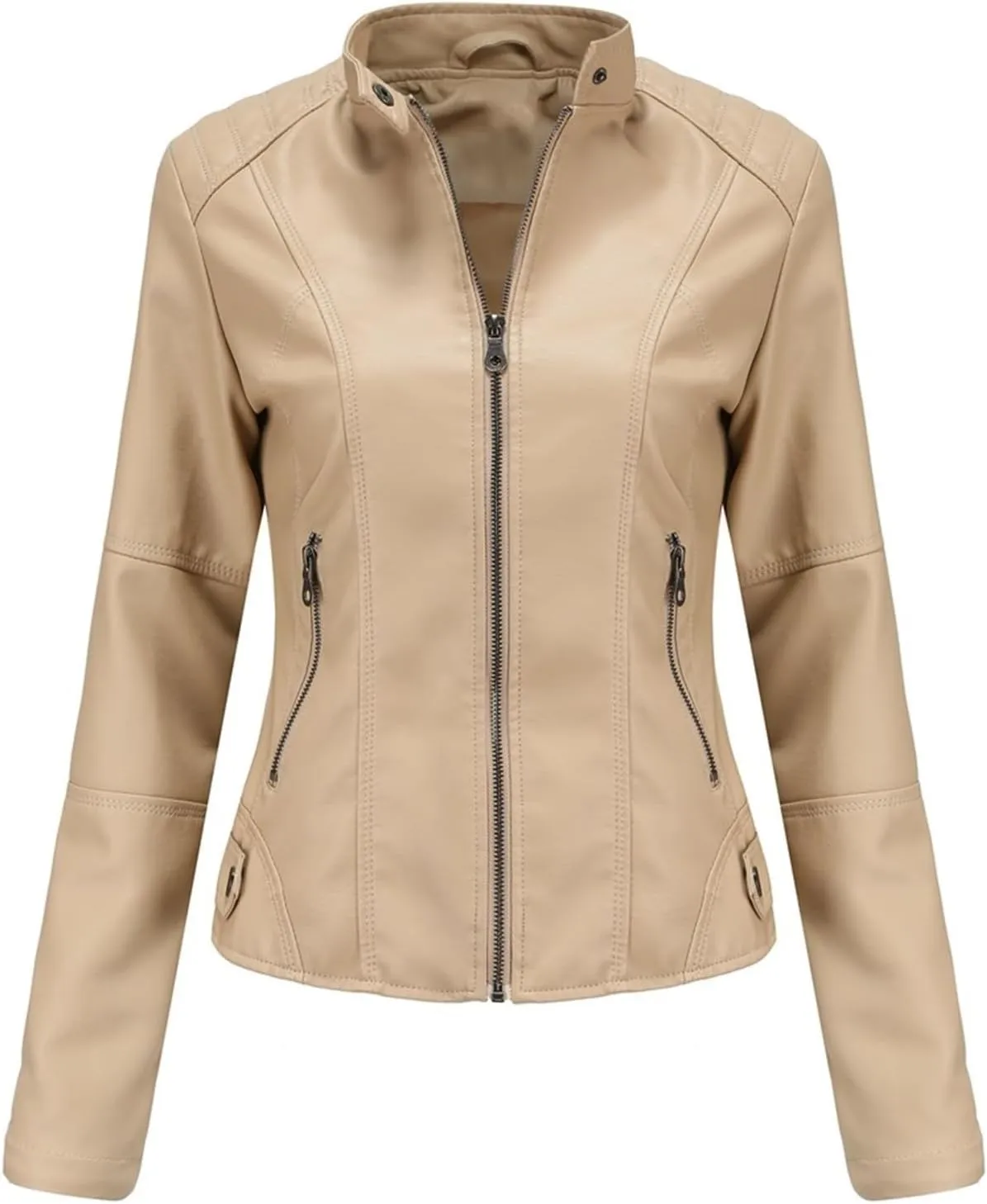 Faux Leather Jackets For Women Motorcycle PU Moto Biker Outwear CoatZip Leather Jackets For Women