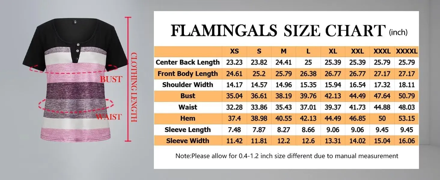 Flamingals Womens Short Sleeve Summer T Shirt Scoop Neck Colorblock Button Front Casual Trendy Tops