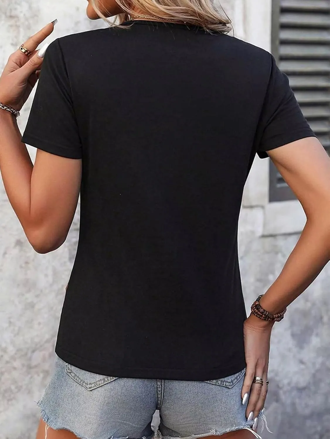 Flamingals Womens Short Sleeve Summer T Shirt Scoop Neck Colorblock Button Front Casual Trendy Tops