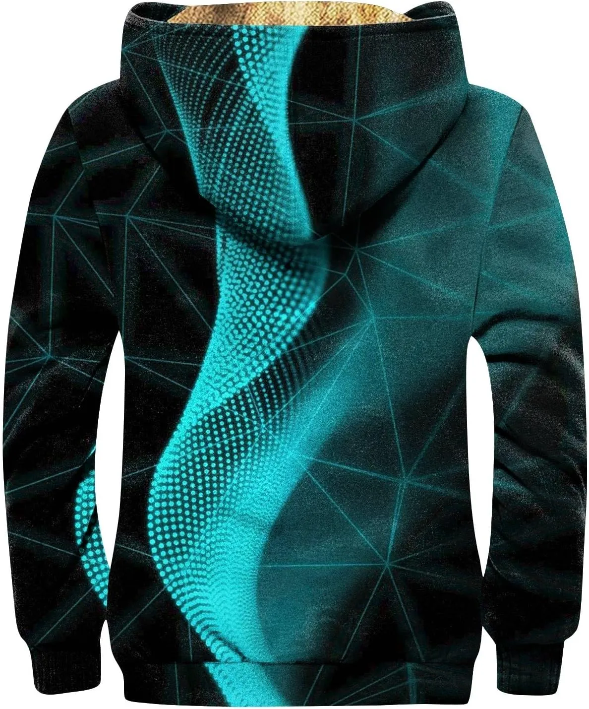 Fleece Jacket Men Hooded Full Zip Jackets Long Sleeve Printing Jacket Stylish Vintage Shirts Comfy Coats with Pocket