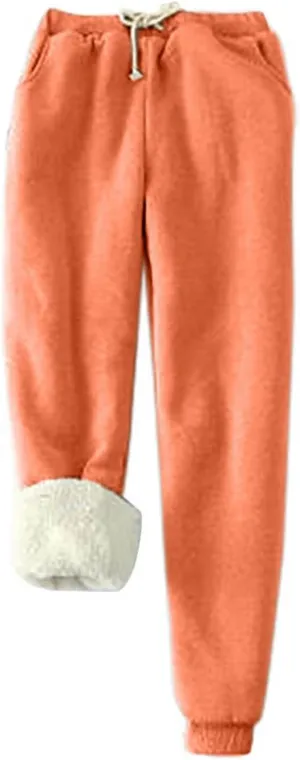 Fleece Lined Pants for Women High Waisted Sweatpants Warm Jogger Sweat Pant Winter Thick Snow Pant with Pocket