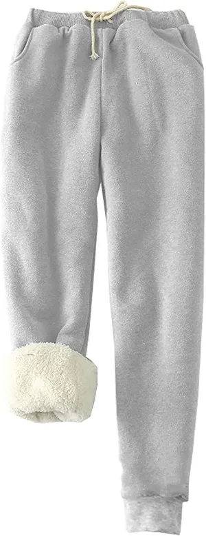 Fleece Lined Pants for Women High Waisted Sweatpants Warm Jogger Sweat Pant Winter Thick Snow Pant with Pocket