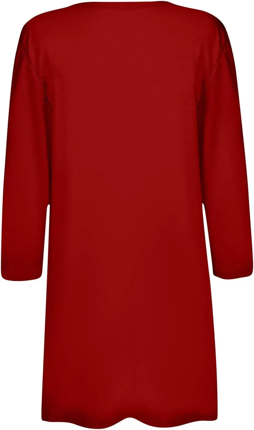 FlekmanArt Cardigan for Women Solid Color 3/4 Sleeve Open Front Cardigan Casual Trendy Flowy Lightweight Jacket with Pocket