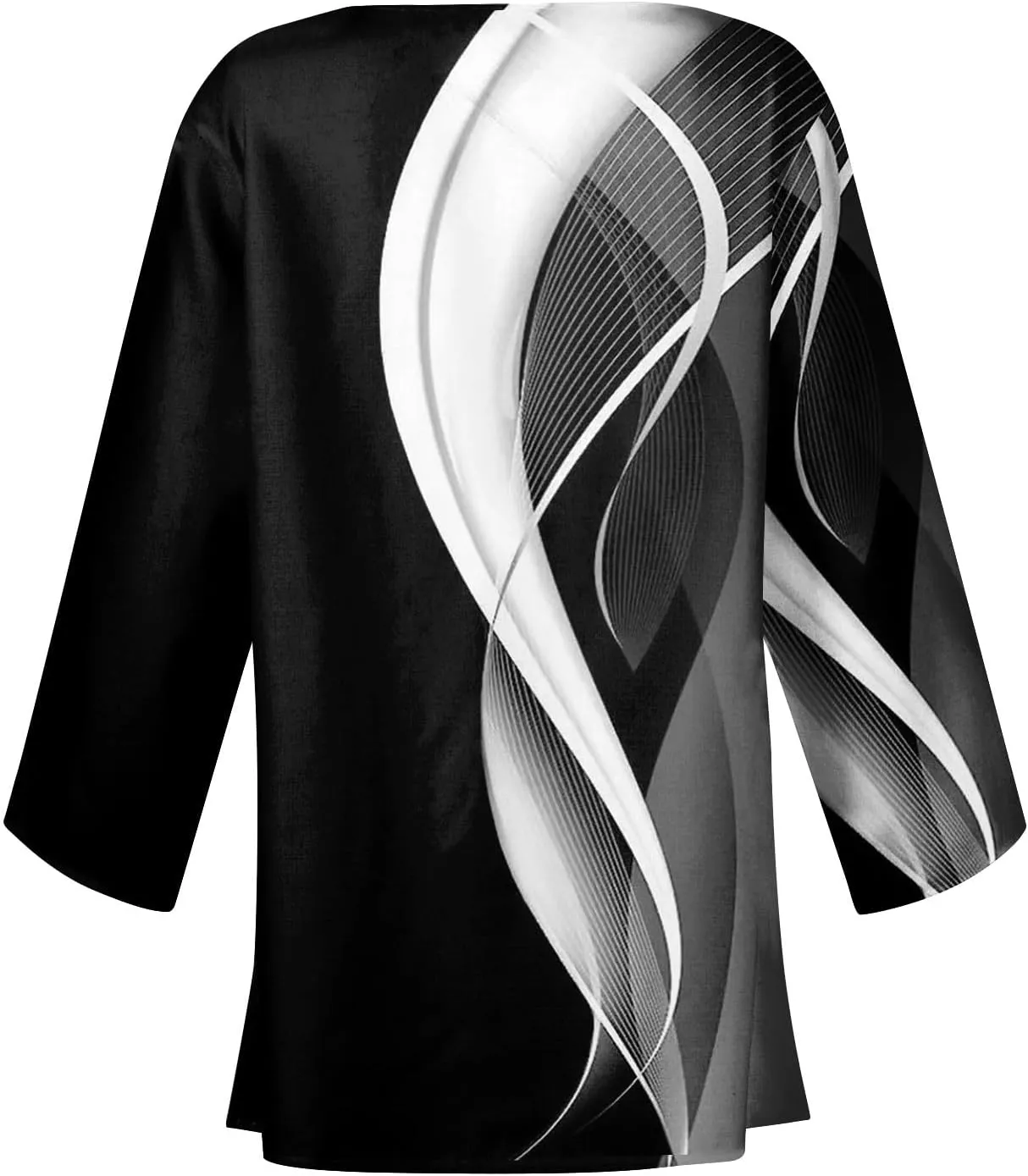 FlekmanArt Kimonos for Women Casual Print 3/4 Sleeve Open Front Cardigan Casual Loose Lightweight Trendy Flowy Dressy Jacket