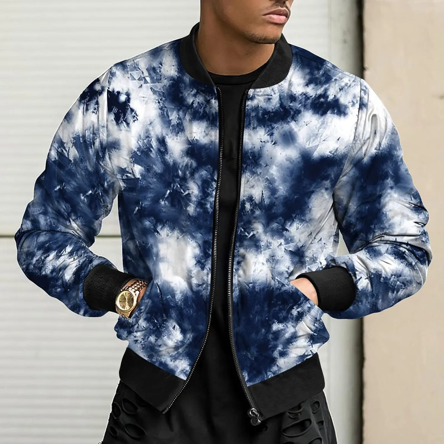 Flight Jackets For Men Zip Up Windbreaker Jacket Lightweight Casual Thermal Coat Oversized Windproof Jackets