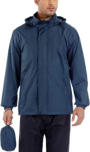 GIISAM Men’s Rain Jacket with Hood Lightweight Rain Coats Waterproof Raincoat Packable Windbreaker for Hiking Cycling