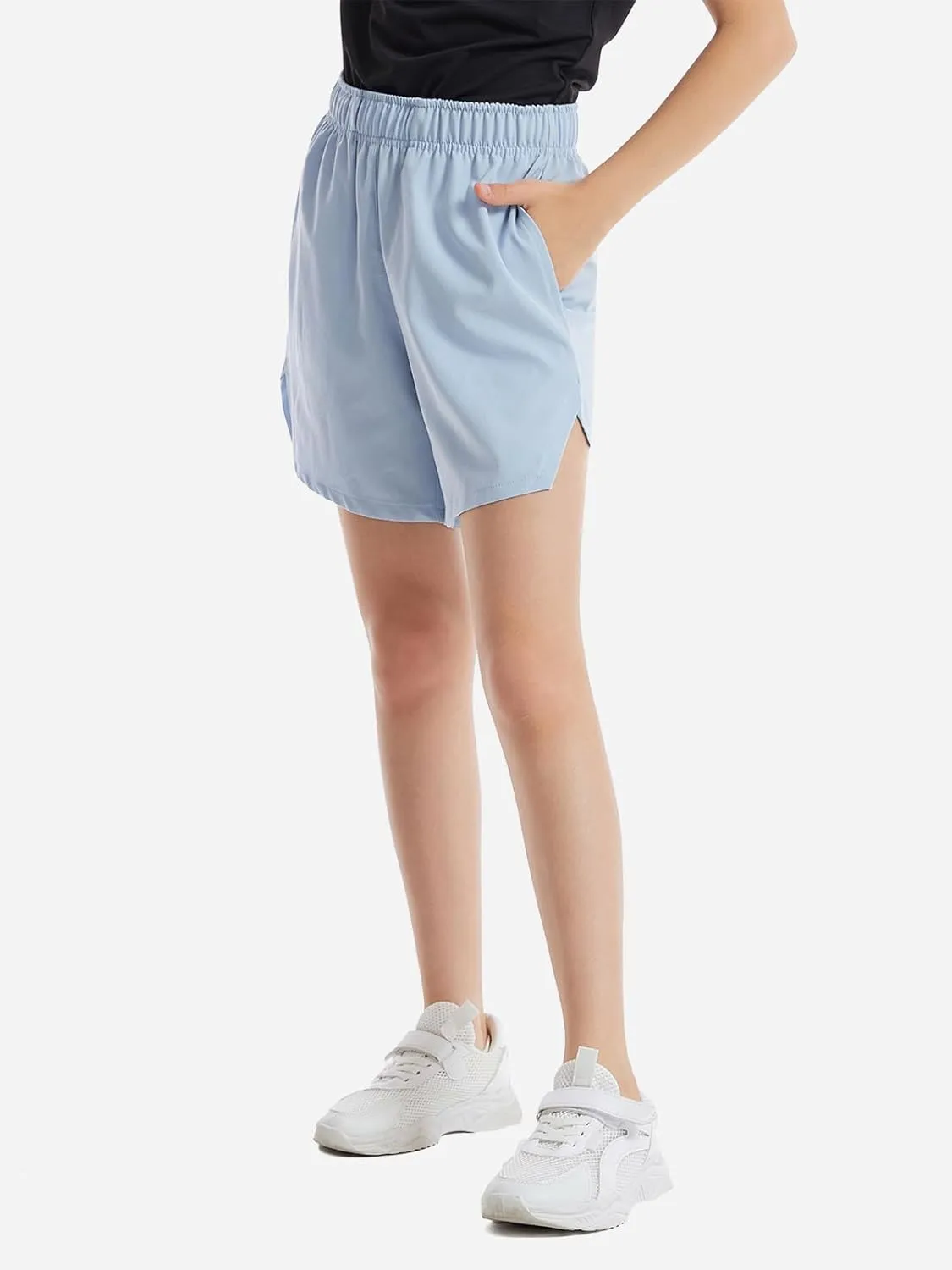 Girls Athletic Shorts with Pockets Running Shorts for Girl,Soccer Short for Kids Teens Basketball Workout