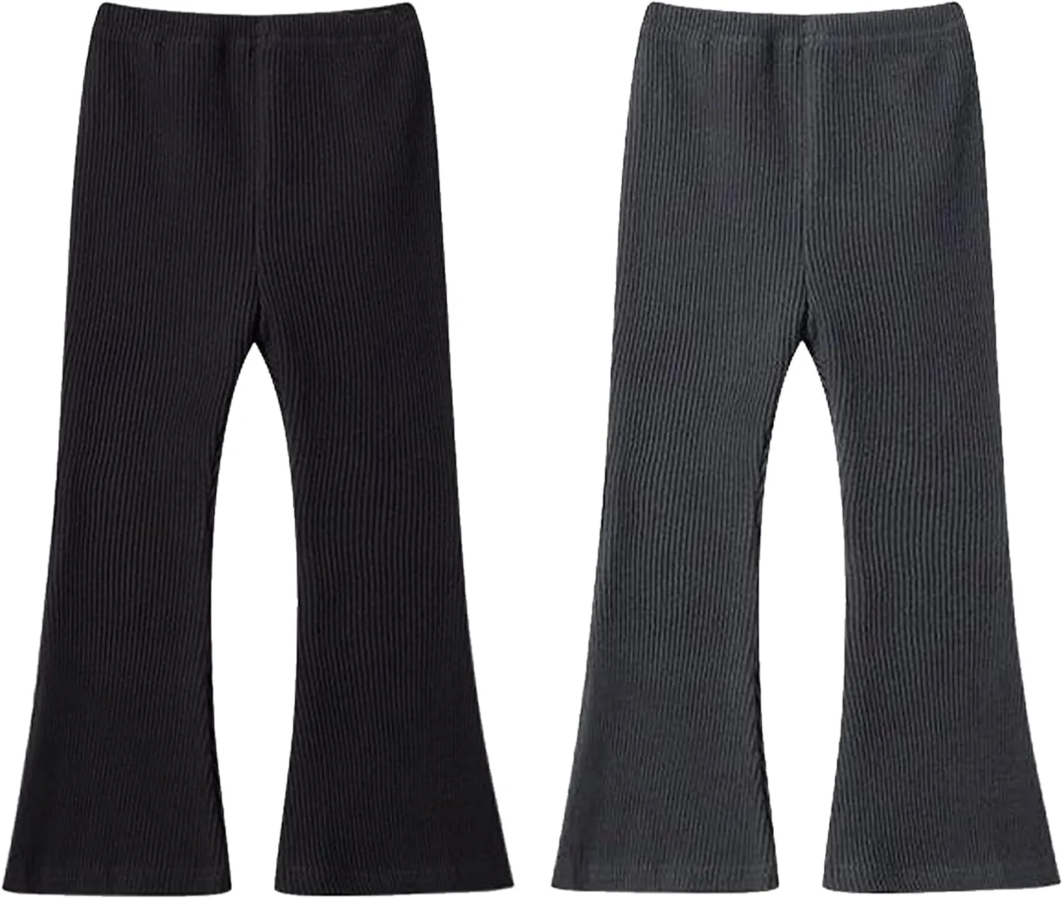 Girls Flare Leggings Stretch Ribbed Yoga Pants Elastic Bell Bottom Trousers High Waisted Dance Bootcut Pants 3-13T