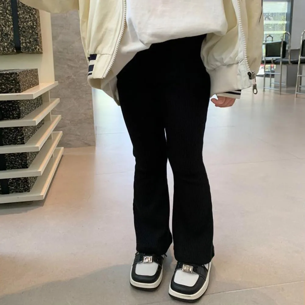 Girls Flare Leggings Stretch Ribbed Yoga Pants Elastic Bell Bottom Trousers High Waisted Dance Bootcut Pants 3-13T