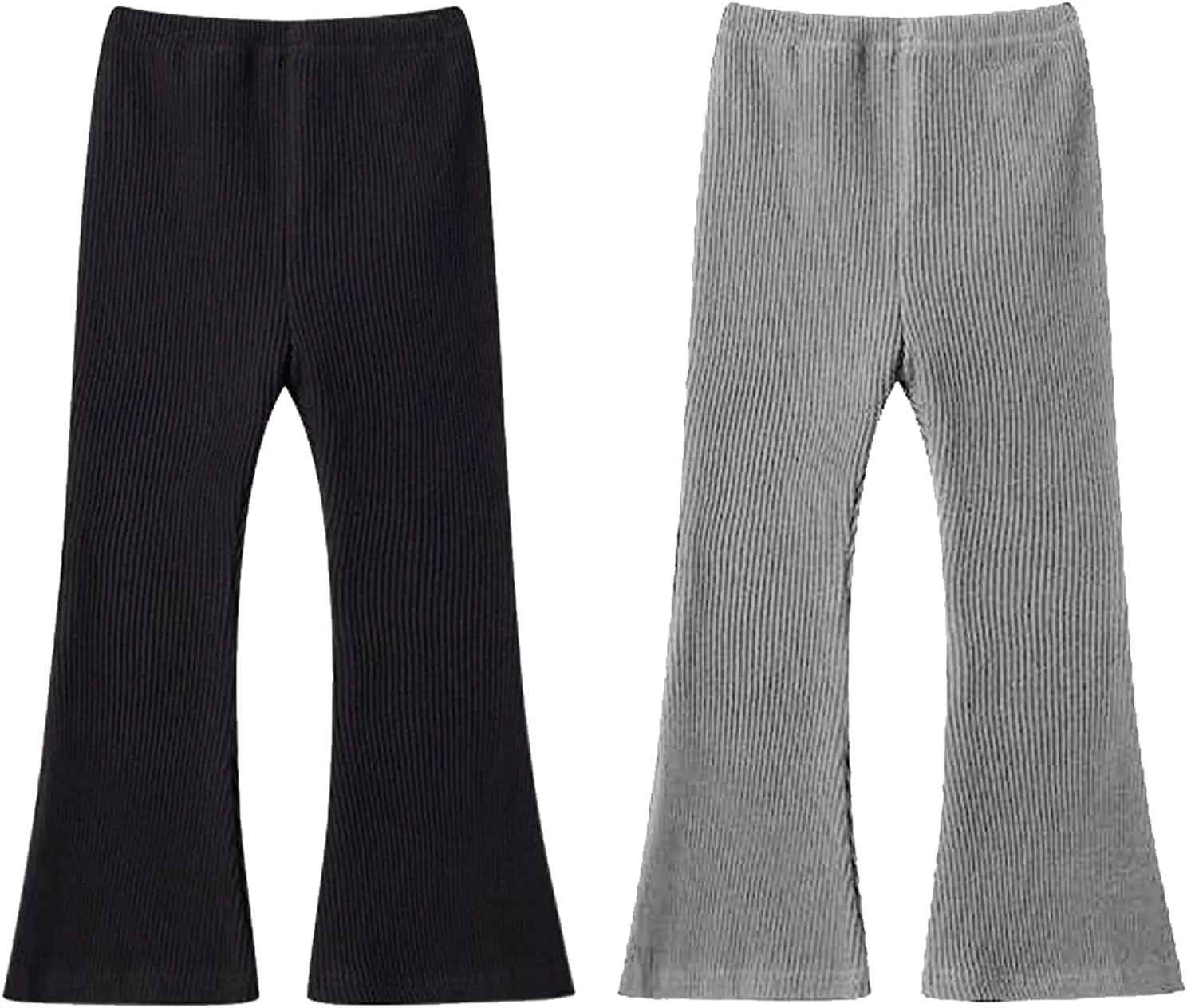 Girls Flare Leggings Stretch Ribbed Yoga Pants Elastic Bell Bottom Trousers High Waisted Dance Bootcut Pants 3-13T