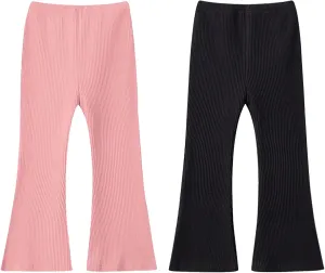 Girls Flare Leggings Stretch Ribbed Yoga Pants Elastic Bell Bottom Trousers High Waisted Dance Bootcut Pants 3-13T