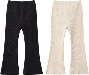 Girls Flare Leggings Stretch Ribbed Yoga Pants Elastic Bell Bottom Trousers High Waisted Dance Bootcut Pants 3-13T