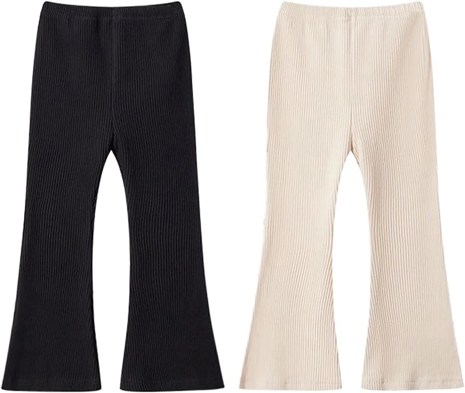 Girls Flare Leggings Stretch Ribbed Yoga Pants Elastic Bell Bottom Trousers High Waisted Dance Bootcut Pants 3-13T