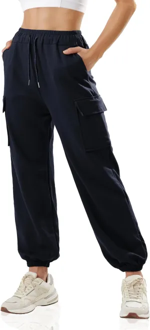 GIVON Women's Cargo Sweatpants Cotton Blend Loose Fit Elastic Bottom High Waist Jogger Pants
