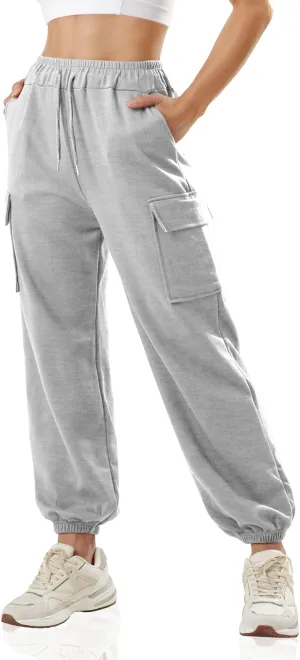 GIVON Women's Cargo Sweatpants Cotton Blend Loose Fit Elastic Bottom High Waist Jogger Pants