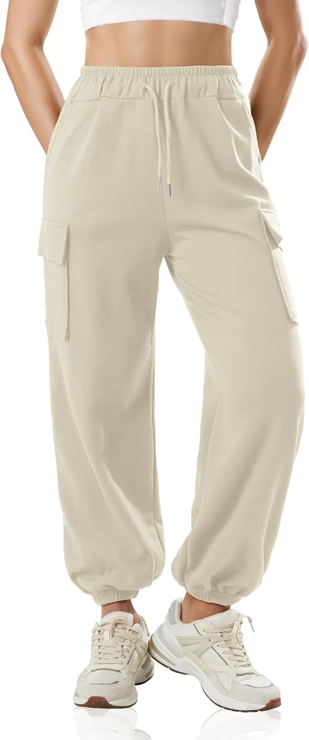 GIVON Women's Cargo Sweatpants Cotton Blend Loose Fit Elastic Bottom High Waist Jogger Pants