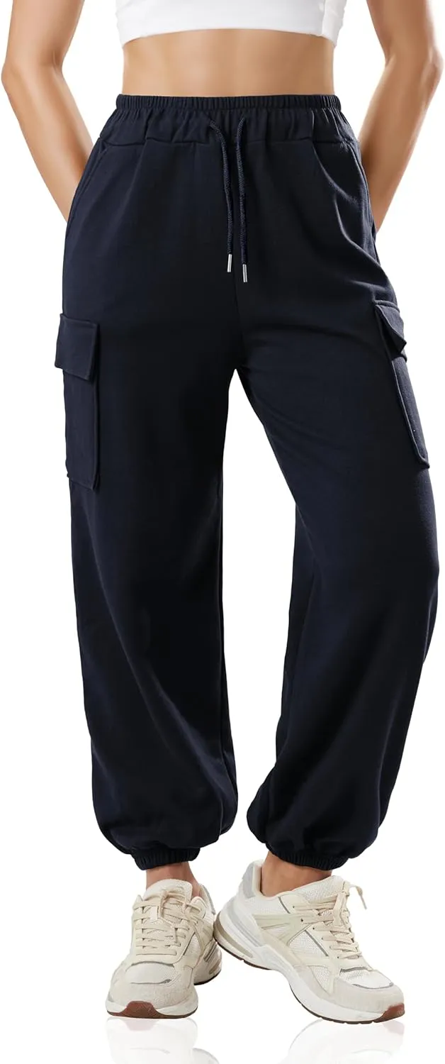 GIVON Women's Cargo Sweatpants Cotton Blend Loose Fit Elastic Bottom High Waist Jogger Pants