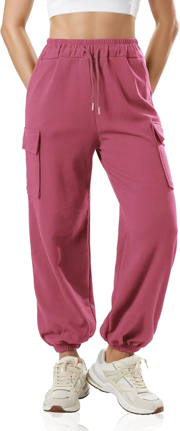 GIVON Women's Cargo Sweatpants Cotton Blend Loose Fit Elastic Bottom High Waist Jogger Pants