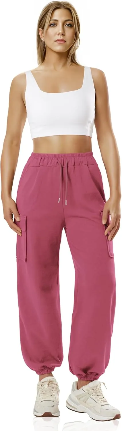 GIVON Women's Cargo Sweatpants Cotton Blend Loose Fit Elastic Bottom High Waist Jogger Pants
