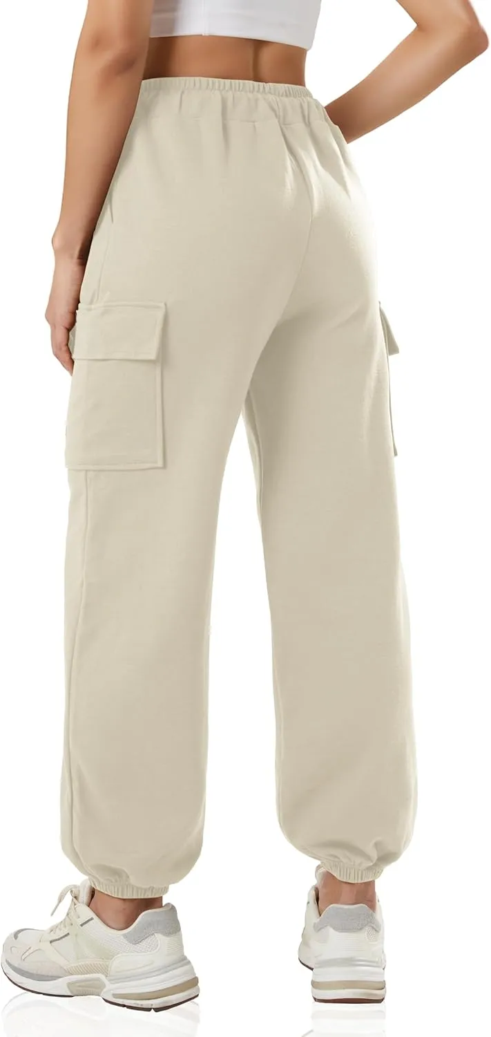GIVON Women's Cargo Sweatpants Cotton Blend Loose Fit Elastic Bottom High Waist Jogger Pants