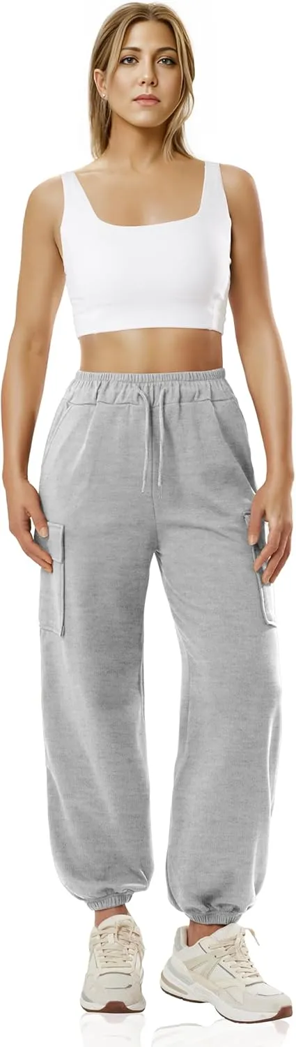 GIVON Women's Cargo Sweatpants Cotton Blend Loose Fit Elastic Bottom High Waist Jogger Pants