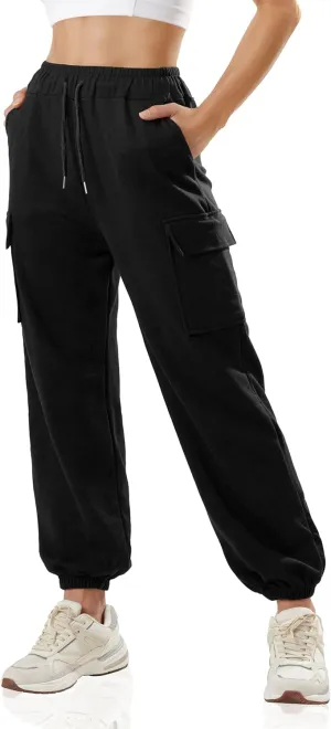 GIVON Women's Cargo Sweatpants Cotton Blend Loose Fit Elastic Bottom High Waist Jogger Pants