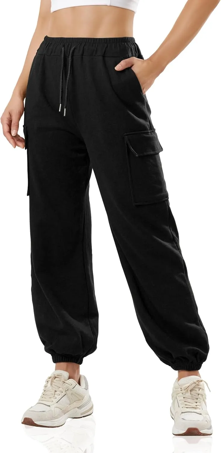 GIVON Women's Cargo Sweatpants Cotton Blend Loose Fit Elastic Bottom High Waist Jogger Pants