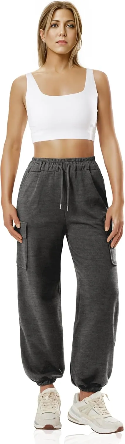 GIVON Women's Cargo Sweatpants Cotton Blend Loose Fit Elastic Bottom High Waist Jogger Pants