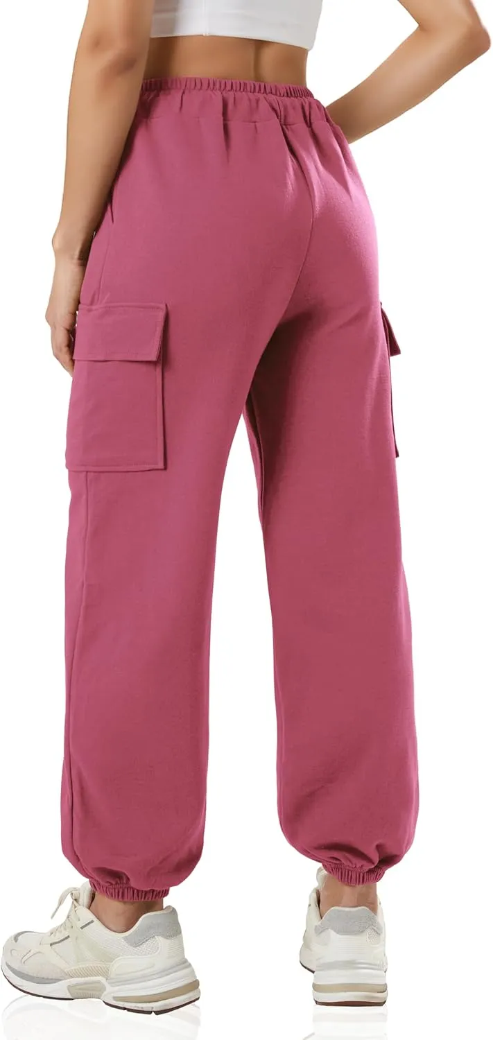 GIVON Women's Cargo Sweatpants Cotton Blend Loose Fit Elastic Bottom High Waist Jogger Pants
