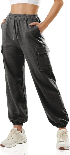 GIVON Women's Cargo Sweatpants Cotton Blend Loose Fit Elastic Bottom High Waist Jogger Pants