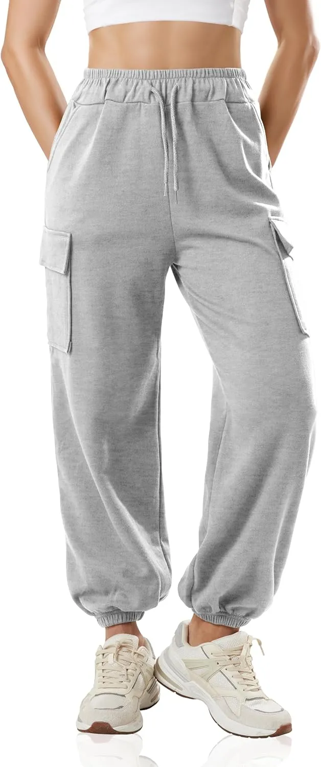 GIVON Women's Cargo Sweatpants Cotton Blend Loose Fit Elastic Bottom High Waist Jogger Pants