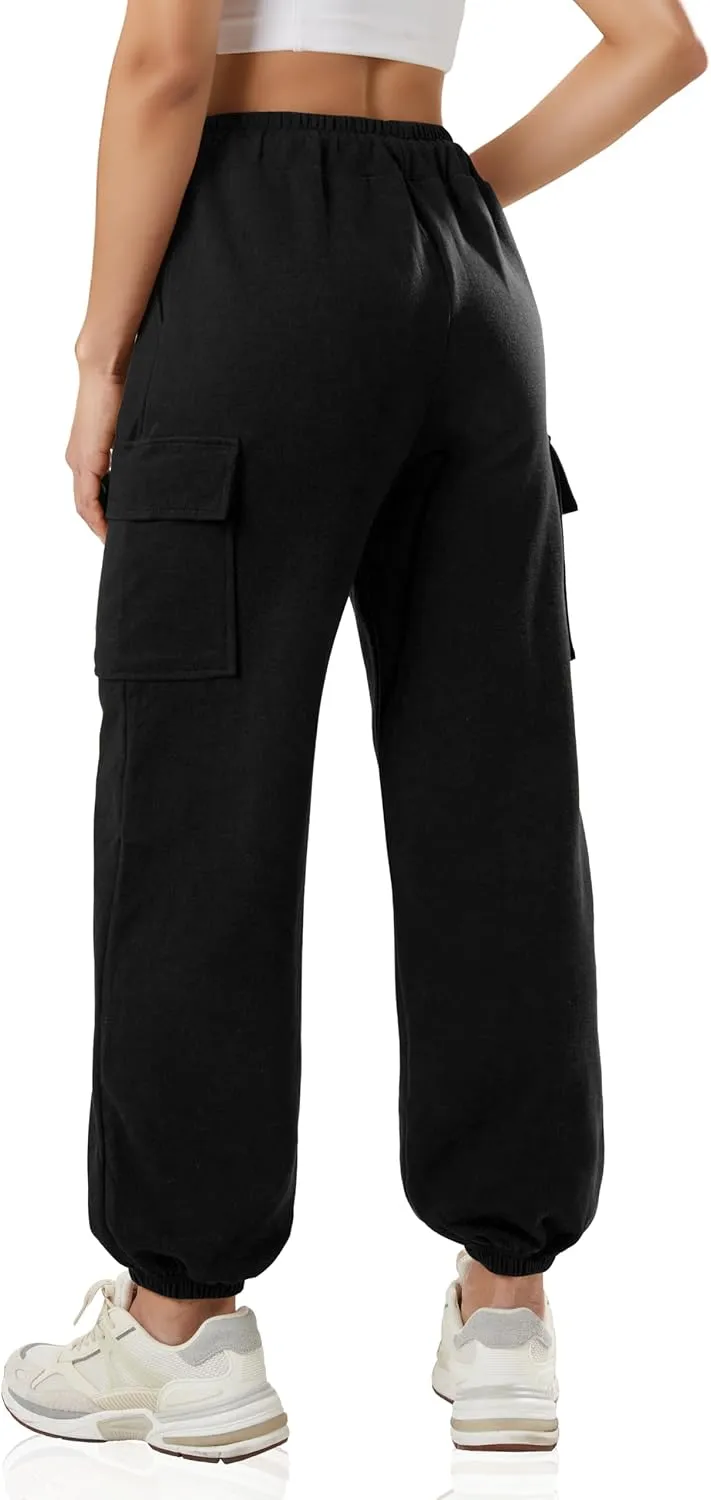 GIVON Women's Cargo Sweatpants Cotton Blend Loose Fit Elastic Bottom High Waist Jogger Pants