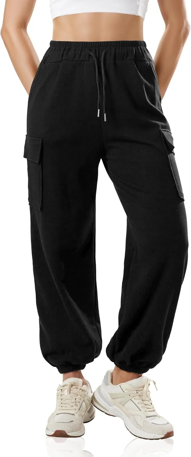 GIVON Women's Cargo Sweatpants Cotton Blend Loose Fit Elastic Bottom High Waist Jogger Pants