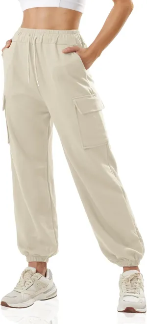 GIVON Women's Cargo Sweatpants Cotton Blend Loose Fit Elastic Bottom High Waist Jogger Pants