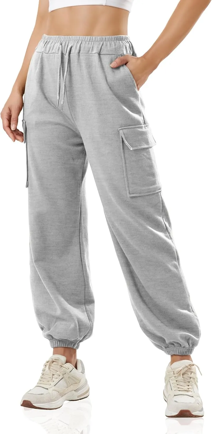 GIVON Women's Cargo Sweatpants Cotton Blend Loose Fit Elastic Bottom High Waist Jogger Pants