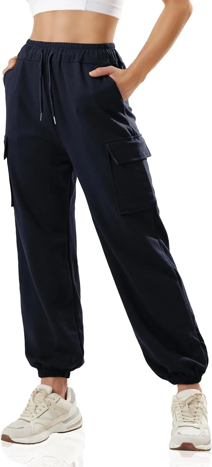 GIVON Women's Cargo Sweatpants Cotton Blend Loose Fit Elastic Bottom High Waist Jogger Pants