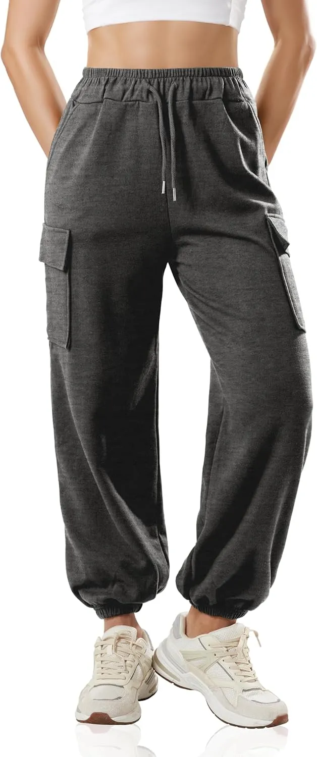 GIVON Women's Cargo Sweatpants Cotton Blend Loose Fit Elastic Bottom High Waist Jogger Pants