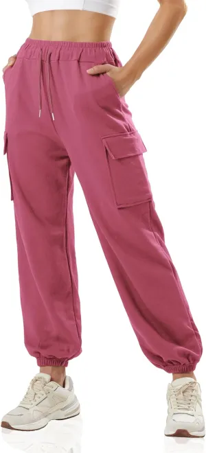 GIVON Women's Cargo Sweatpants Cotton Blend Loose Fit Elastic Bottom High Waist Jogger Pants